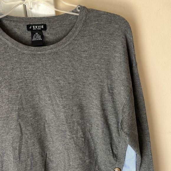 J’Envie Mix Media Gray Blue stripes Shirt Size XS - Picture 5 of 10